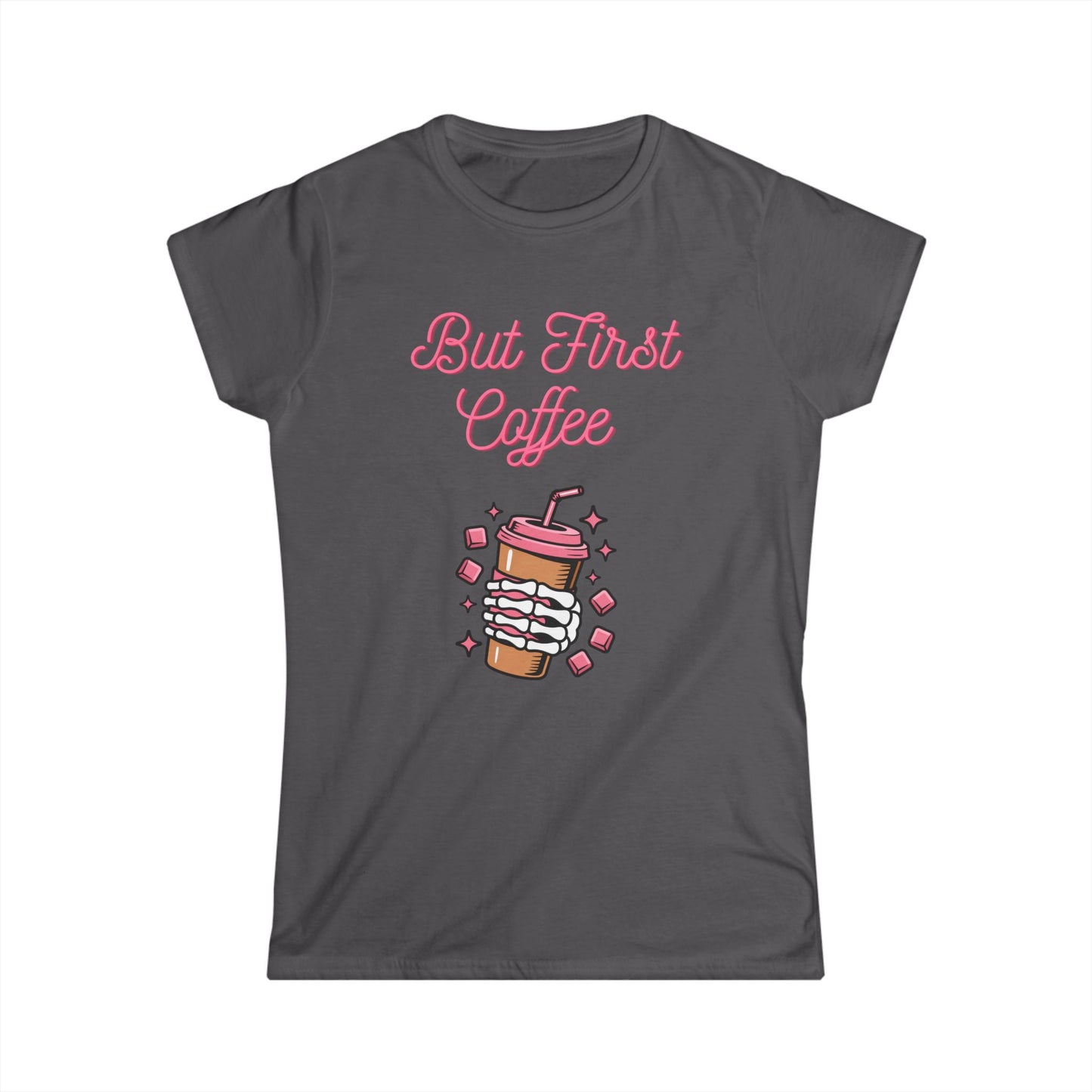 Coffee Lover's Softstyle Tee, But First Coffee Shirt, Women's Graphic Tee, Casual Coffee Shirt, Perfect Gift