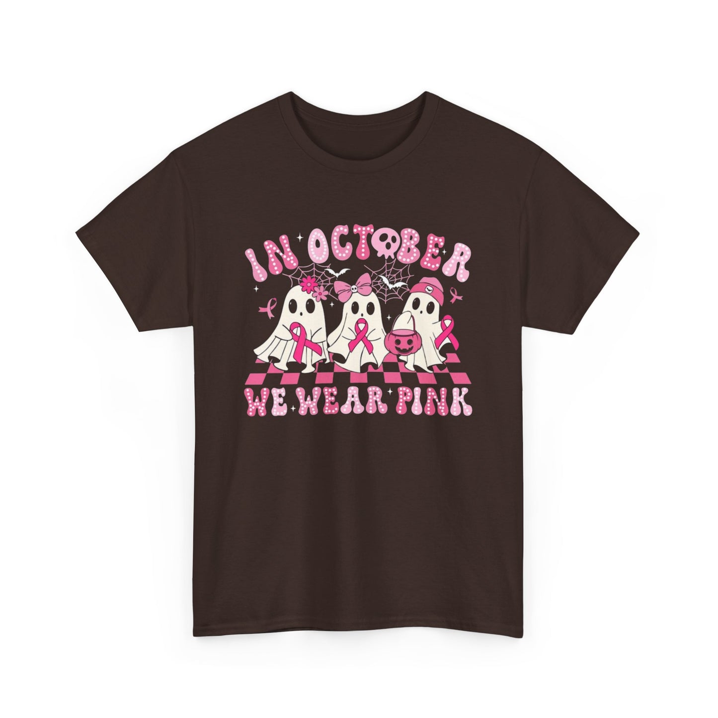 October Pink Awareness Tee, Breast Cancer Awareness Shirt, Unisex Heavy Cotton T-Shirt, Pink Ribbon Tee, Support Breast Cancer Awareness