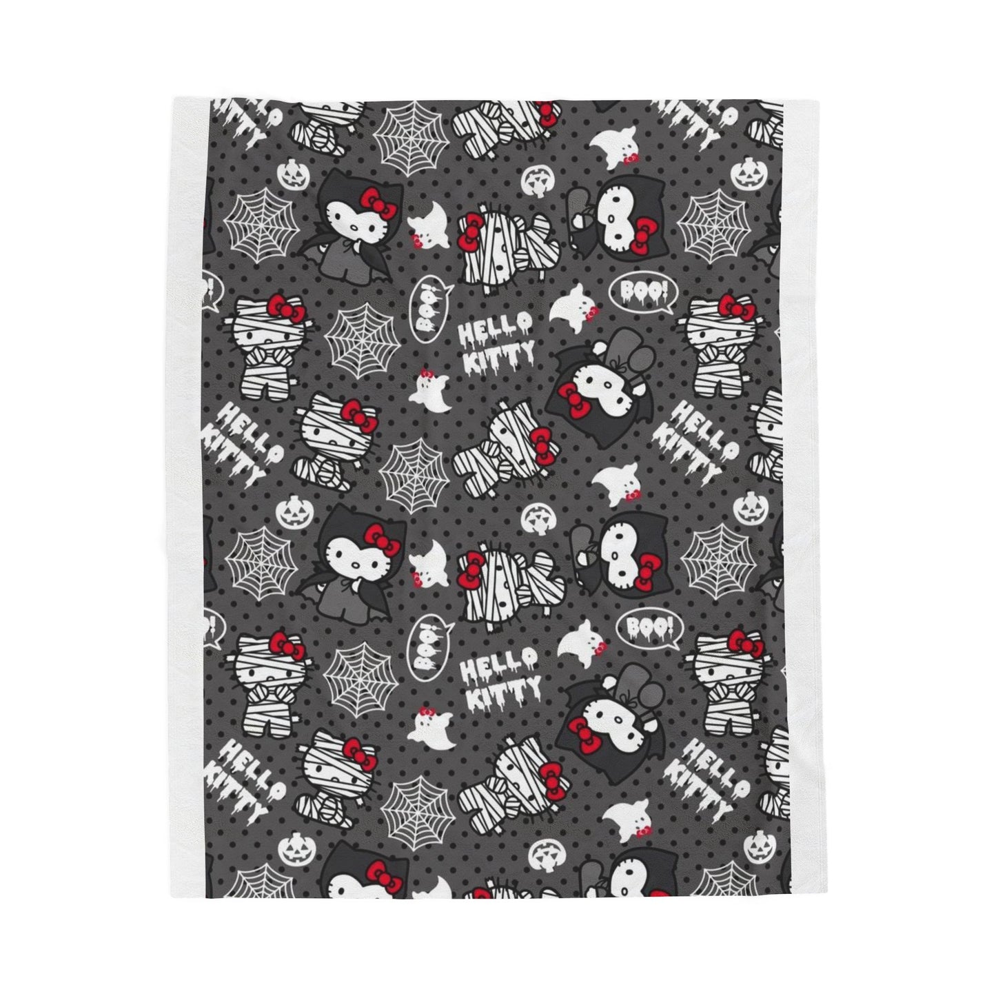 Hello Kitty Velveteen Plush Blanket, Cozy Throw for Kids, Cute Gifts, Home Decor, Halloween Decor, Lounge Spot