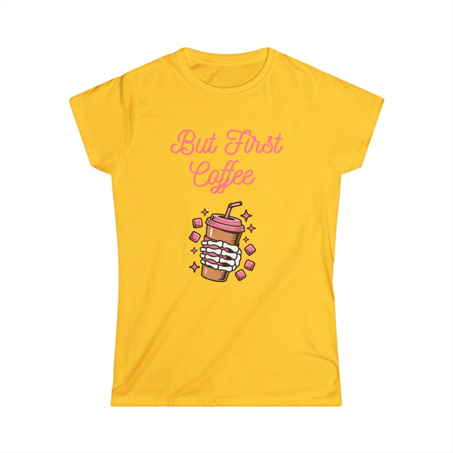 Coffee Lover's Softstyle Tee, But First Coffee Shirt, Women's Graphic Tee, Casual Coffee Shirt, Perfect Gift