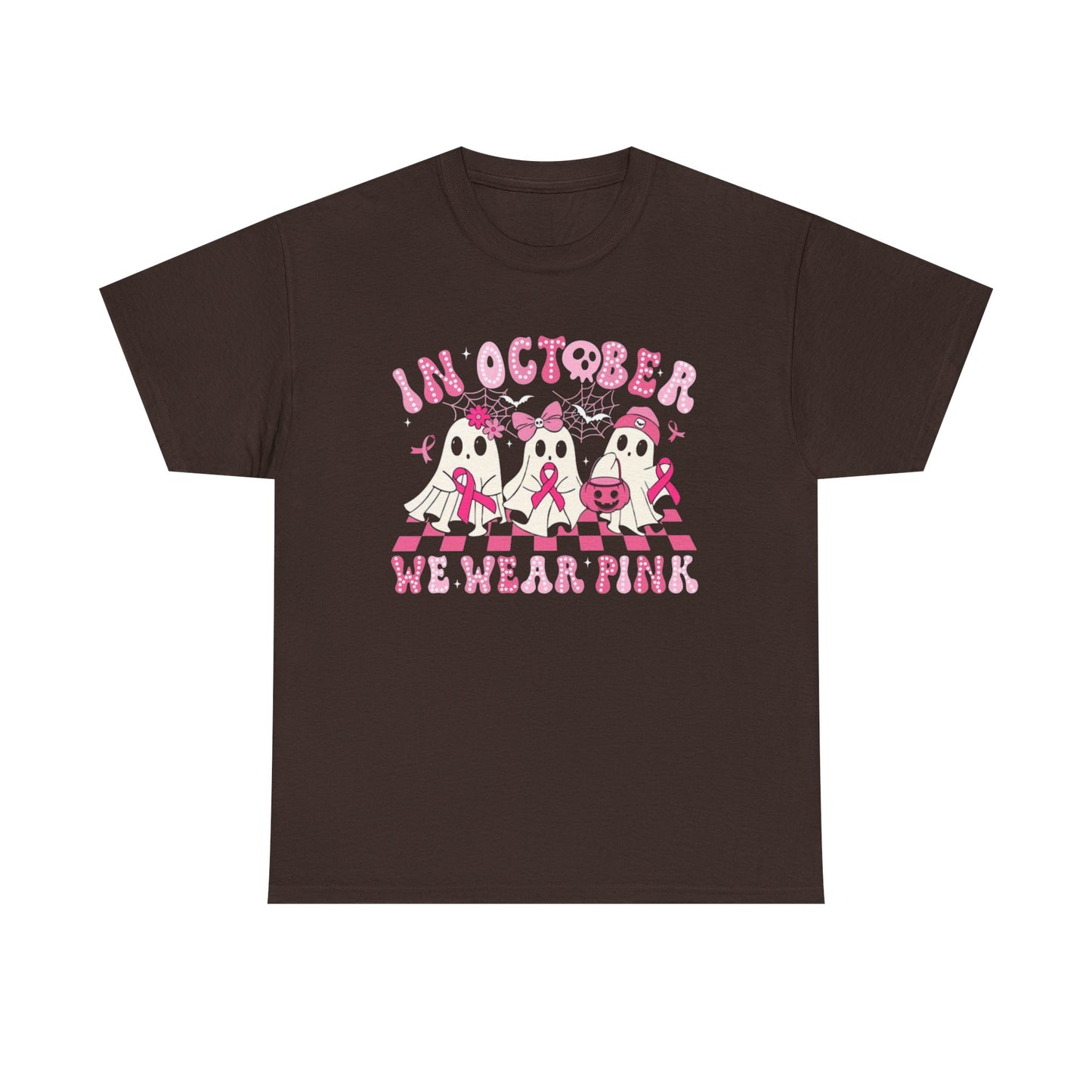 October Pink Awareness Tee, Breast Cancer Awareness Shirt, Unisex Heavy Cotton T-Shirt, Pink Ribbon Tee, Support Breast Cancer Awareness