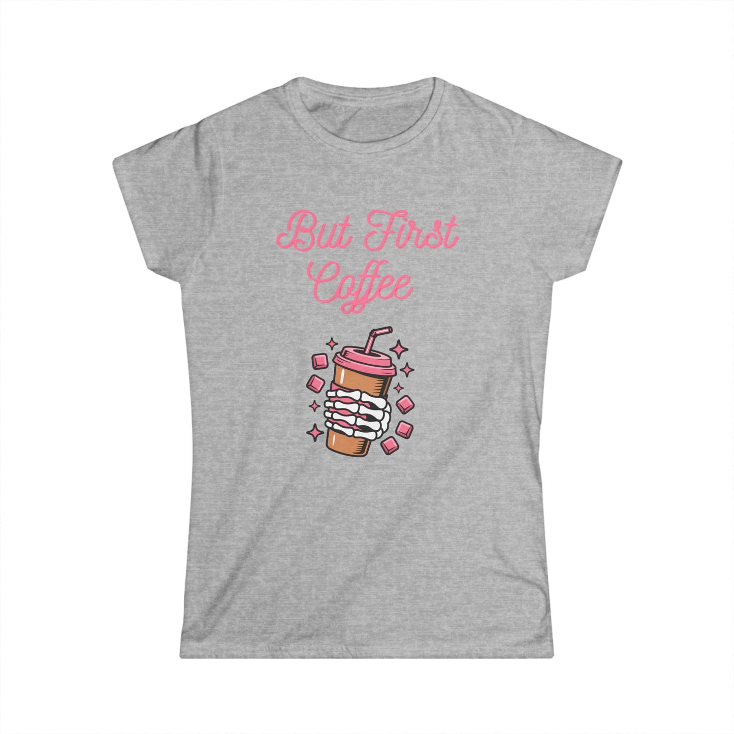 Coffee Lover's Softstyle Tee, But First Coffee Shirt, Women's Graphic Tee, Casual Coffee Shirt, Perfect Gift
