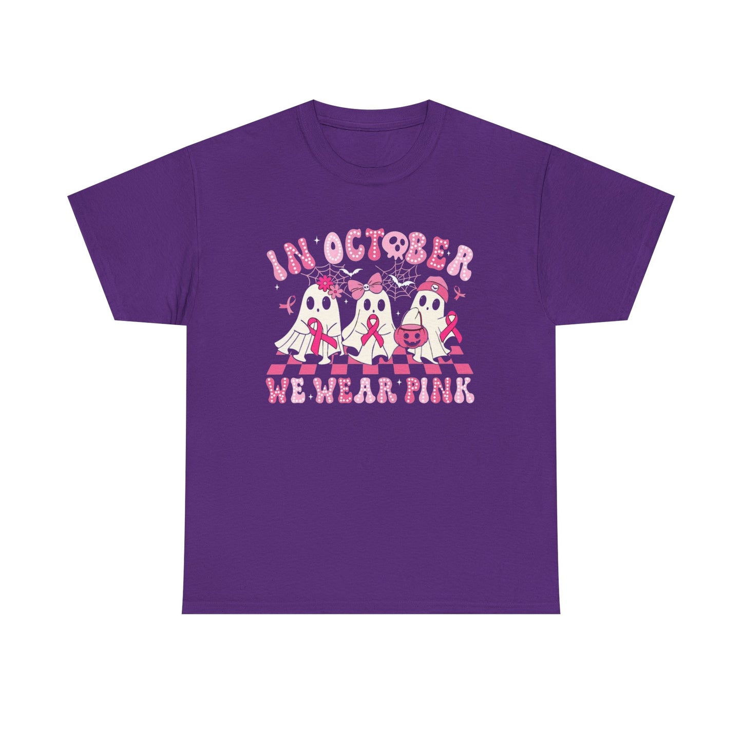 October Pink Awareness Tee, Breast Cancer Awareness Shirt, Unisex Heavy Cotton T-Shirt, Pink Ribbon Tee, Support Breast Cancer Awareness