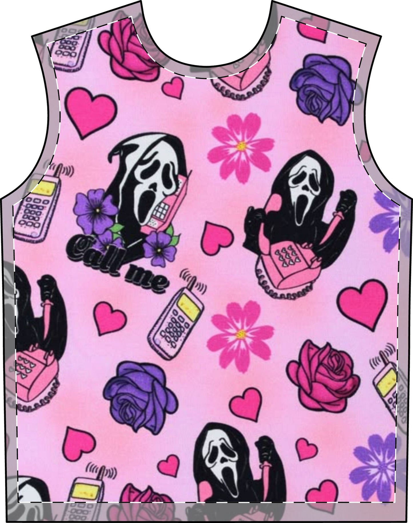 Trendy Graphic Pajama Set for Men, Fun Sleepwear Gift, Cozy Nightwear, Pink Horror Theme, Perfect for Relaxing, Halloween