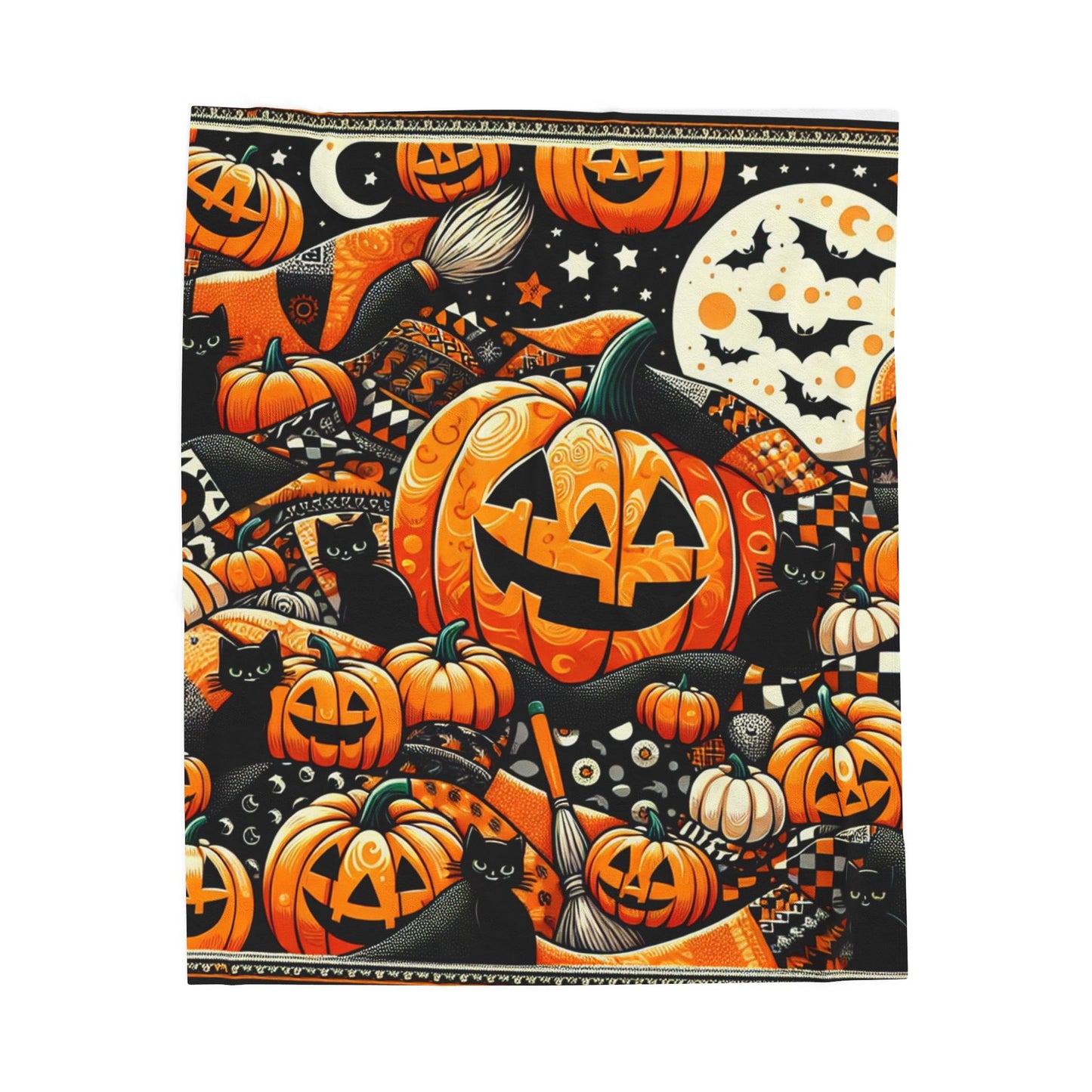 Halloween Pumpkin Velveteen Plush Blanket, Cozy Blanket for Fall Decor, Spooky Season Blanket, Pumpkin Blanket, Halloween Gift
