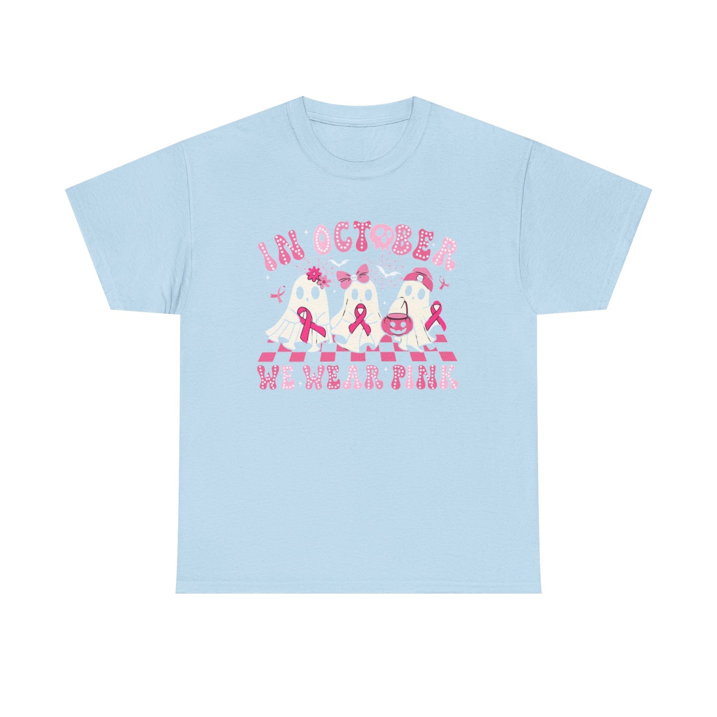 October Pink Awareness Tee, Breast Cancer Awareness Shirt, Unisex Heavy Cotton T-Shirt, Pink Ribbon Tee, Support Breast Cancer Awareness