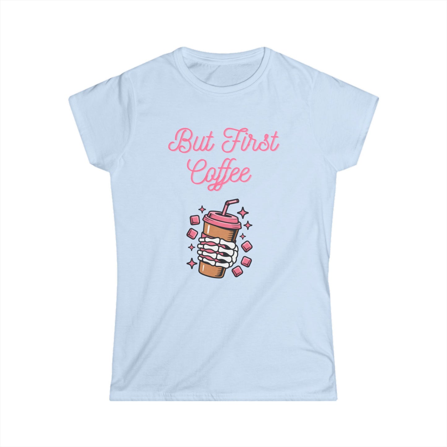 Coffee Lover's Softstyle Tee, But First Coffee Shirt, Women's Graphic Tee, Casual Coffee Shirt, Perfect Gift